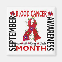Blood Cancer Awareness Month Flower Ribbon 4 Magnet
