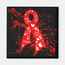 Blood Cancer Floral Swirls Ribbon Fridge Magnets