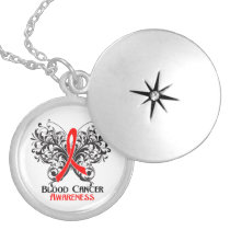 Blood Cancer Flourish Butterfly Ribbon Pendant
