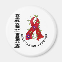 Blood Cancer Flower Ribbon 3 Magnet