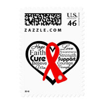 Blood Cancer Heart Ribbon Collage Stamps