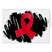 Blood Cancer Red Ribbon With Scribble Greeting Cards