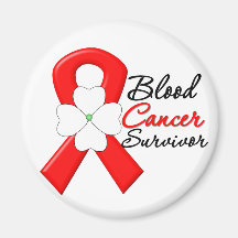 Blood Cancer Survivor Flower Ribbon Fridge Magnet