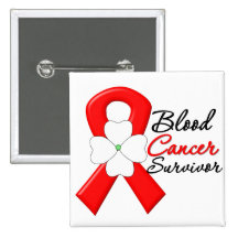 Blood Cancer Survivor Flower Ribbon Pinback Button