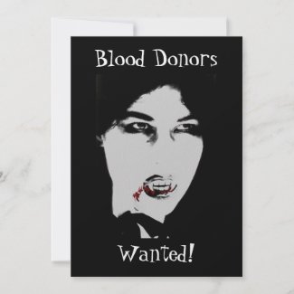 Blood Donors Wanted Vampire Halloween Invitation invitation
