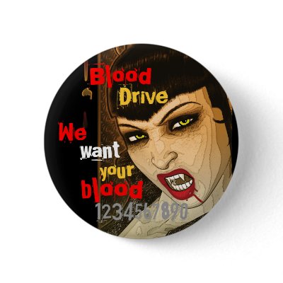 Blood drive vampire comic sexy fangs button by mensgifts