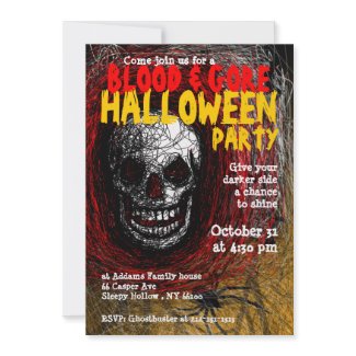 Blood Gore Halloween Party Invitation Skull invitation
