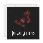 Blood Red & Black Winged Butterfly Flying Personalized Announcement