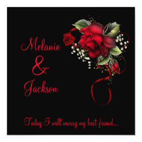 Blood Red Roses Post Wedding 5.25x5.25 Square Paper Invitation Card