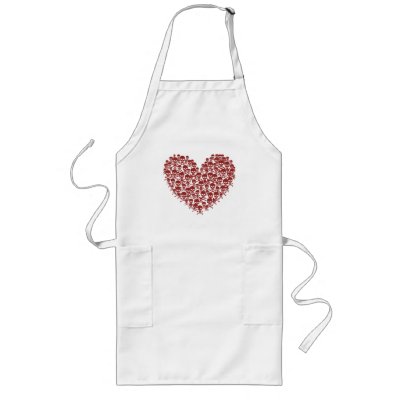 Blood Red Skull Heart Aprons by JuJuGarden