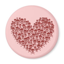 Blood Red Skull Heart magnets by JuJuGarden Blood Red Skull Heart magnets