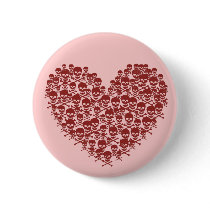 Blood Red Skull Heart Pin buttons by JuJuGarden Blood Red Skull Heart Pin buttons