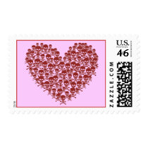 Blood Red Skull Heart Postage postage
