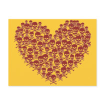 Blood Red Skull Heart postcards