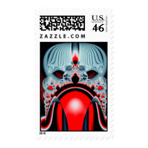 Blood Skullcap Fractal Postage Stamp