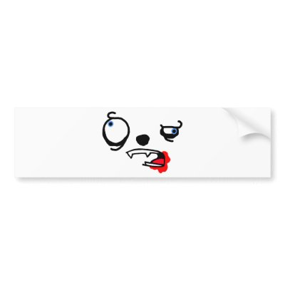 Blood stained crazy creature face bumper sticker by teemotion