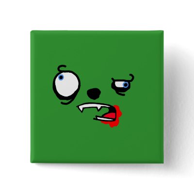 Blood stained crazy creature face pinback buttons by teemotion