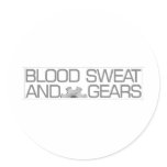 blood sweat & gears 3 round stickers