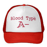 Blood Type A Negative Hats
