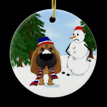 Bloodhound Winter Scene ornaments