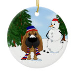 Bloodhound Winter Scene Christmas Tree Ornaments