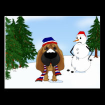 Bloodhound Winter Scene postcards