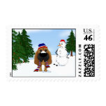 Bloodhound Winter Scene Postage Stamps