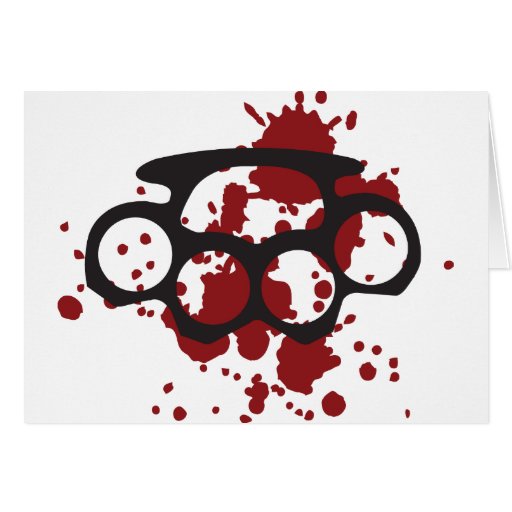 bloody brass knuckles card Zazzle