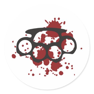 bloody brass knuckles stickers by Tomaniac