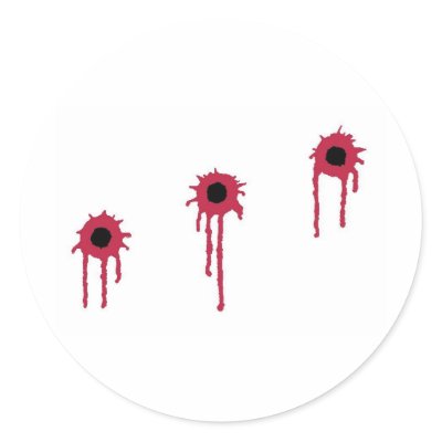 BLOODY BULLET HOLES ROUND STICKER by blueinc123