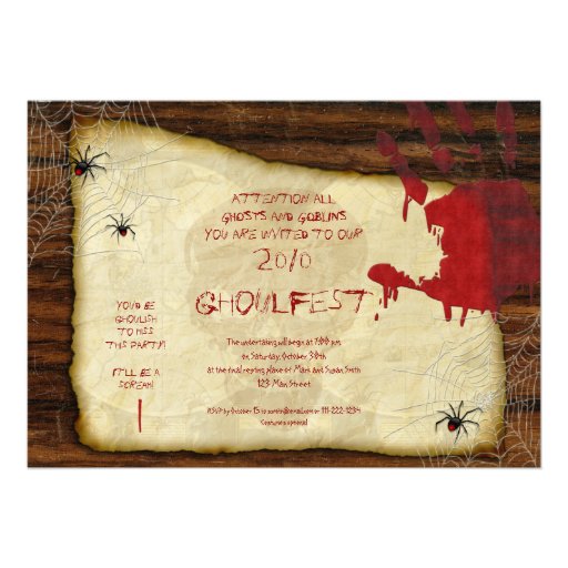 Bloody Hand Halloween Party Invitation