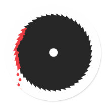 bloody saw blade stickers by Tomaniac bloody saw blade stickers