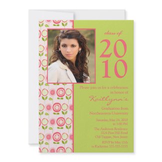 Bloom Pink Fowers Photo Graduation Invitation invitation