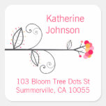 Bloom Tree Dots Pink Cute Address Labels Stickers