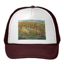 Blooming Apple Trees By Claude Monet Trucker Hats