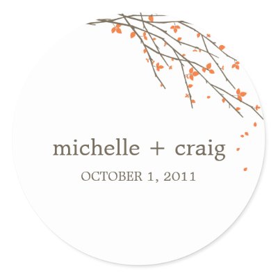 Blooming Branches Favor Stickers - Orange