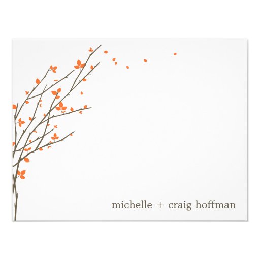 Blooming Branches Flat Thank You Card - Orange Custom Invite