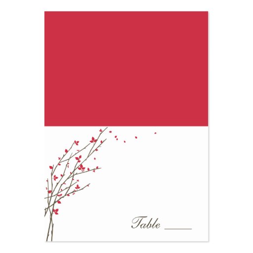 Blooming Branches Folded Place Cards - Cerise Business Card (front side)