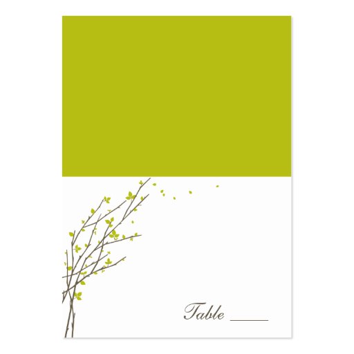 Blooming Branches Folded Place Cards - Lime Business Cards (front side)