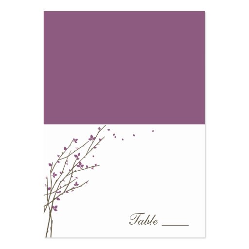 Blooming Branches Folded Place Cards - Plum Business Card Template (front side)