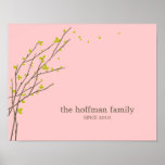 Blooming Branches Personalized Wall Art - Lime - Posters