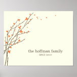 Blooming Branches Personalized Wall Art -Orange- Posters