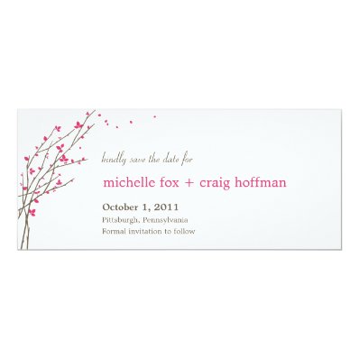 Blooming Branches Save The Date Card - Fuchsia