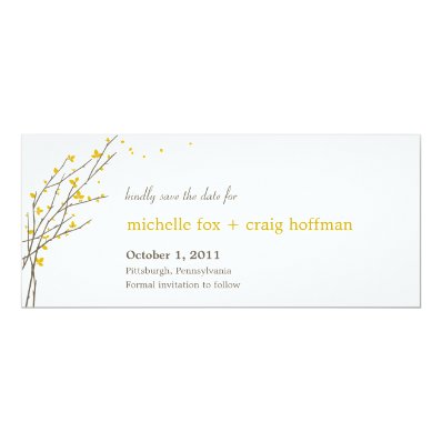 Blooming Branches Save The Date Card - Mustard