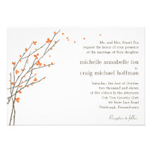 Blooming Branches Wedding Invitation - Orange
