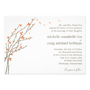Blooming Branches Wedding Invitation - Orange