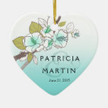 Blooming Cherry Blossoms Photo aqua Christmas Ornament