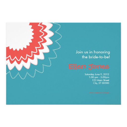 Blooming Flower - Blue & Coral Custom Invitation