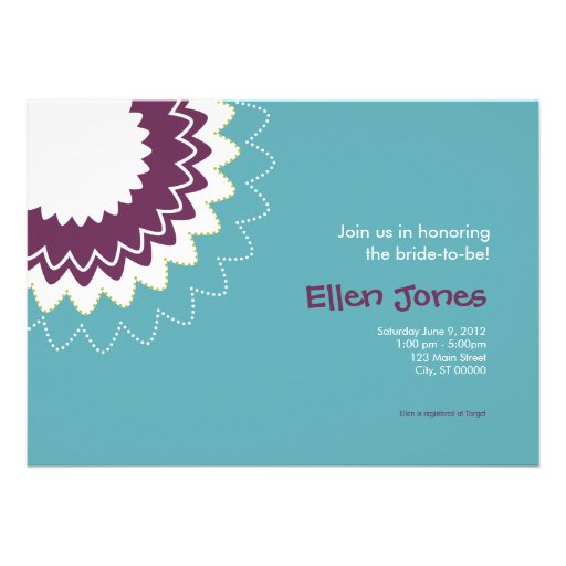 Blooming Flower - Purple & Green Personalized Invites
