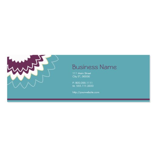 Blooming Flower - Purple, Teal, Green Business Card Templates (front side)